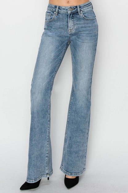 Women's RISEN Full Size Mid Rise Bootcut Jeans - us.meeeshop