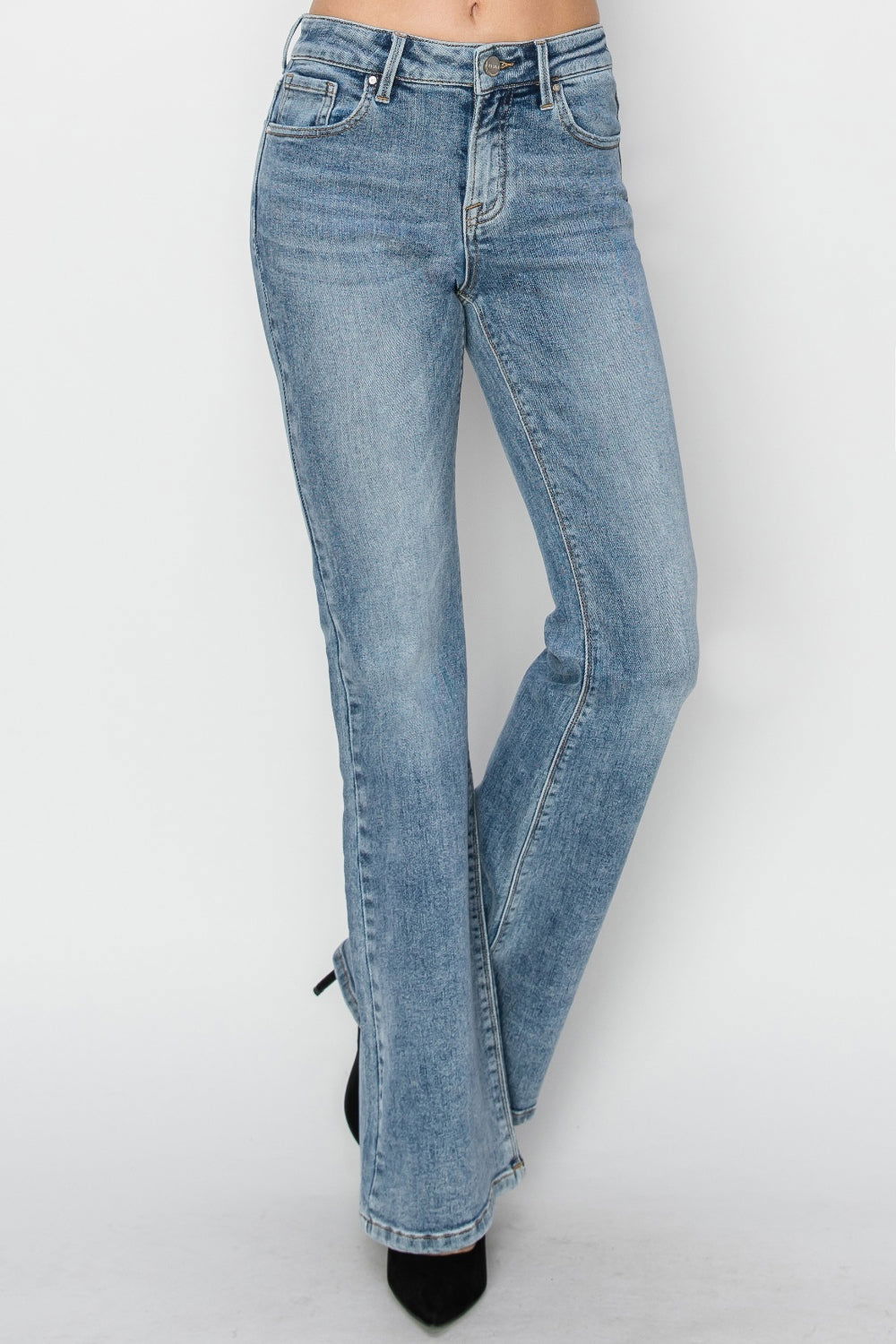 Women's RISEN Full Size Mid Rise Bootcut Jeans - us.meeeshop