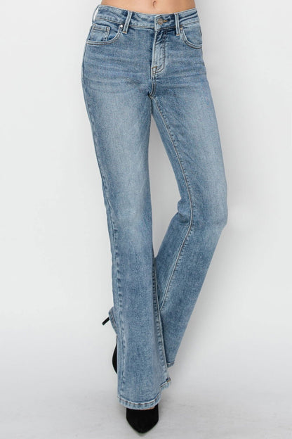 Women's RISEN Full Size Mid Rise Bootcut Jeans - us.meeeshop