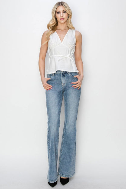 Women's RISEN Full Size Mid Rise Bootcut Jeans - us.meeeshop