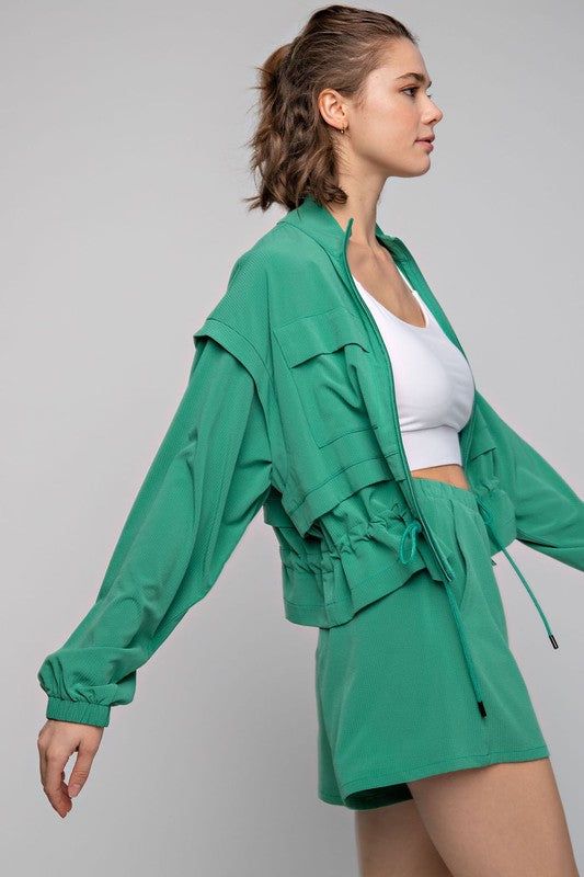 Rae Mode | Crinkle Woven Cropped Jacket us.meeeshop - 