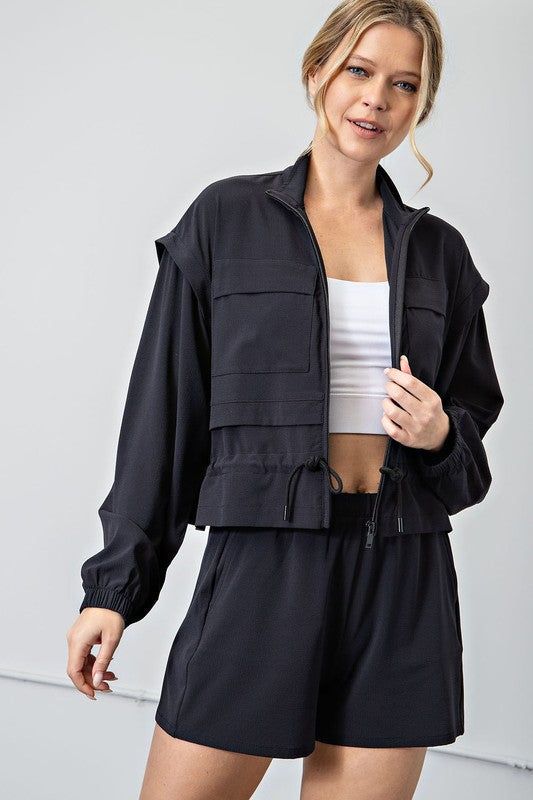 Rae Mode | Crinkle Woven Cropped Jacket us.meeeshop - 