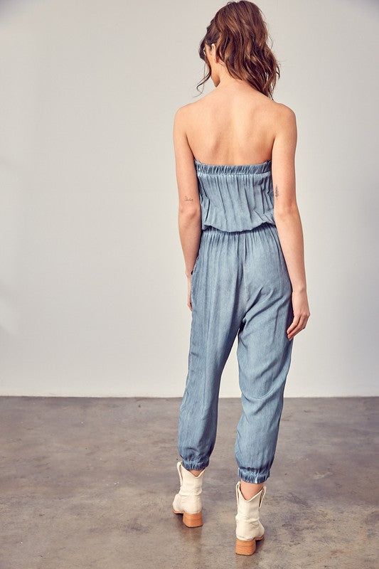 Raw Edge Detail Tube Jumpsuit us.meeeshop - 