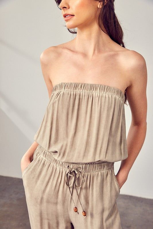 Raw Edge Detail Tube Jumpsuit us.meeeshop - 