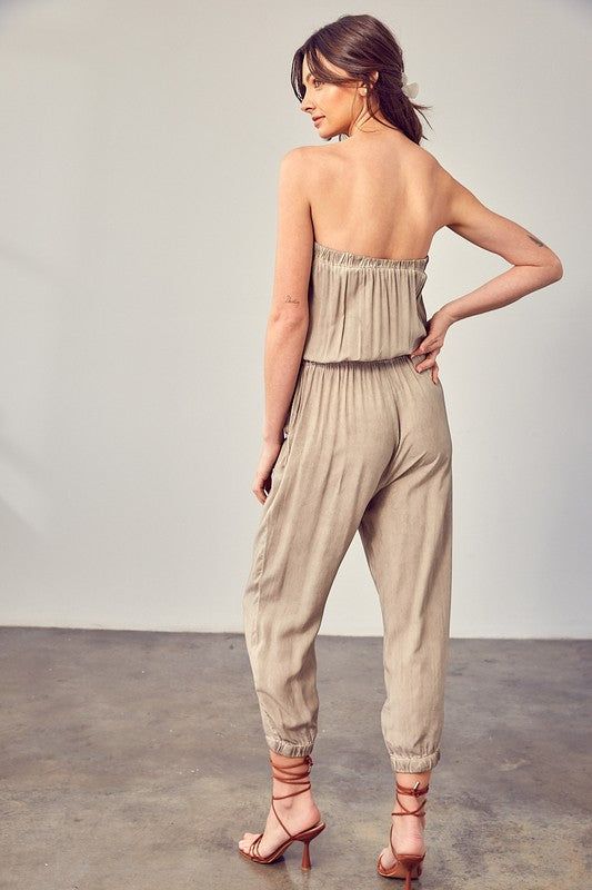 Raw Edge Detail Tube Jumpsuit us.meeeshop - 