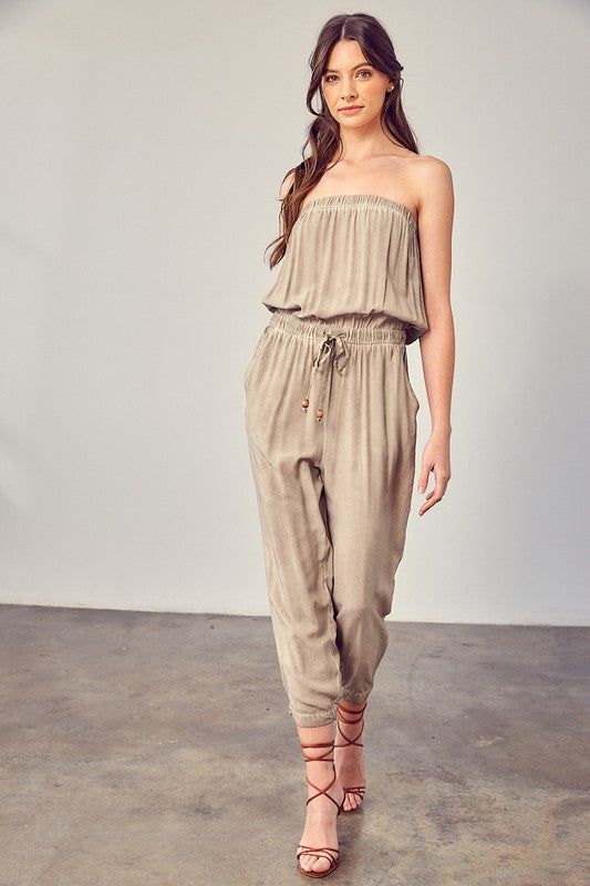 Raw Edge Detail Tube Jumpsuit us.meeeshop - Jumpsuits & Rompers