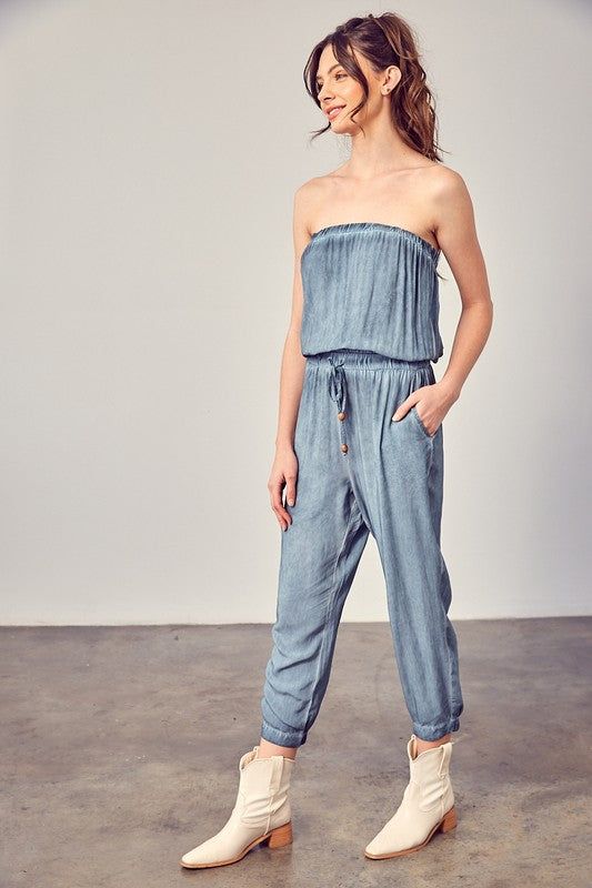 Raw Edge Detail Tube Jumpsuit us.meeeshop - 