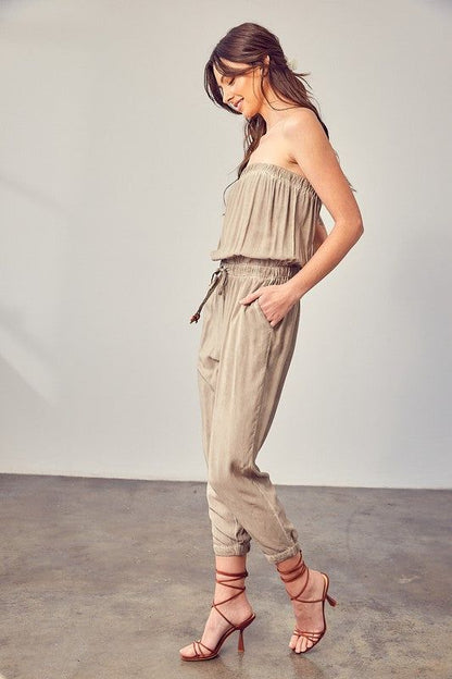 Raw Edge Detail Tube Jumpsuit us.meeeshop - 