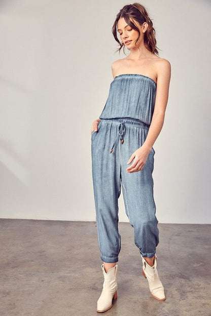 Raw Edge Detail Tube Jumpsuit us.meeeshop - 