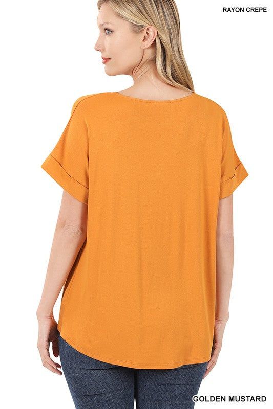 Zenana Rayon Span Crepe Knot-Front Top - us.meeeshop