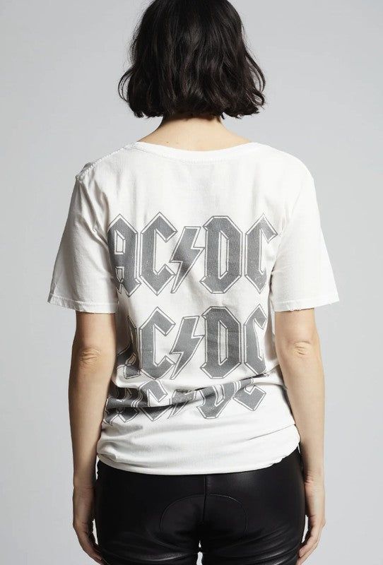 Recycled Karma AC/DC Bolt Vintage Boyfriend Tee us.meeeshop - 