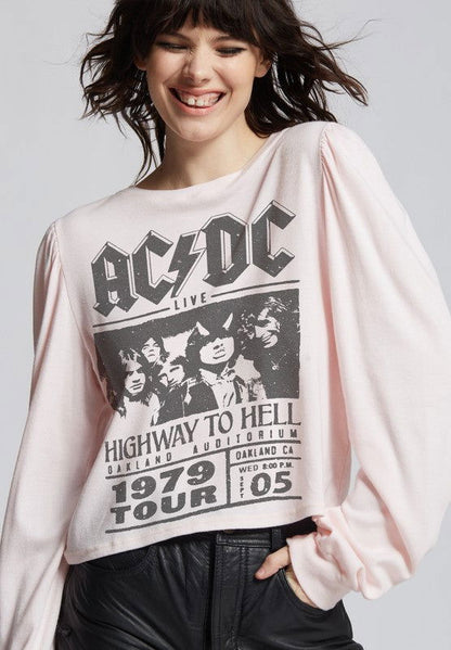 Recycled Karma AC/DC Highway To Hell Puff Sleeve us.meeeshop - Shirts & Tops