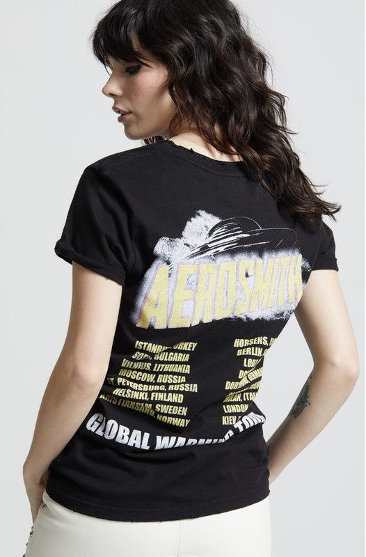 Recycled Karma Aerosmith Band Logo Fitted Tee us.meeeshop - 