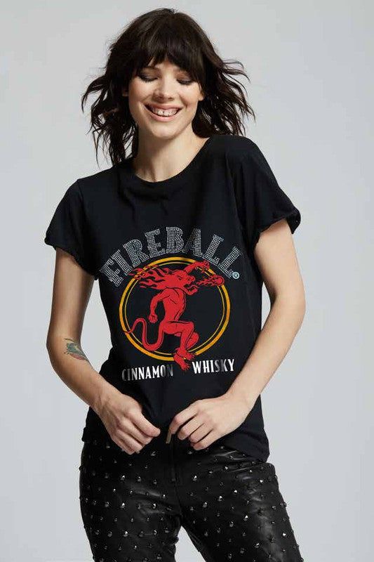 Recycled Karma Fireball Rhinestone Graphic Tee us.meeeshop - Shirts & Tops