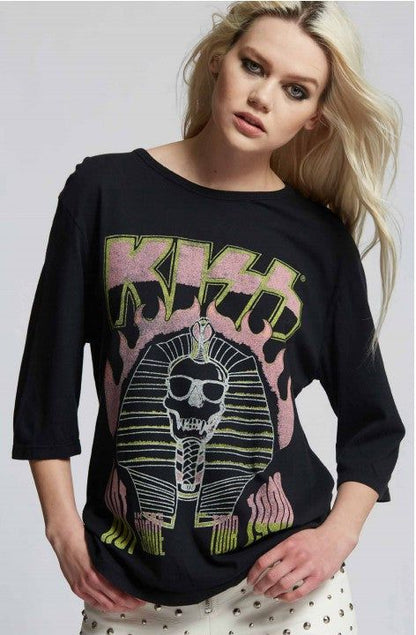 Recycled Karma Kiss Hot in the Shade Tour 3/4 Sleeve Tee us.meeeshop - Shirts & Tops