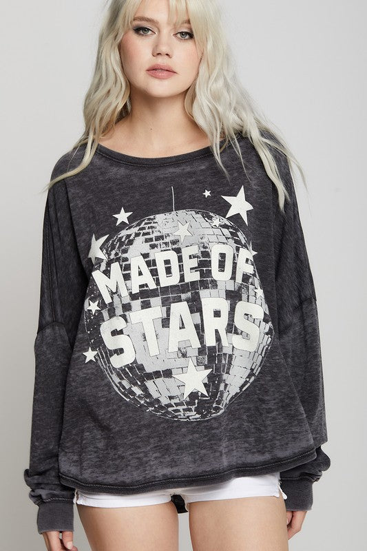 Recycled Karma Made Of Stars One Size Long Sleeve Sweatshirt us.meeeshop - Shirts & Tops