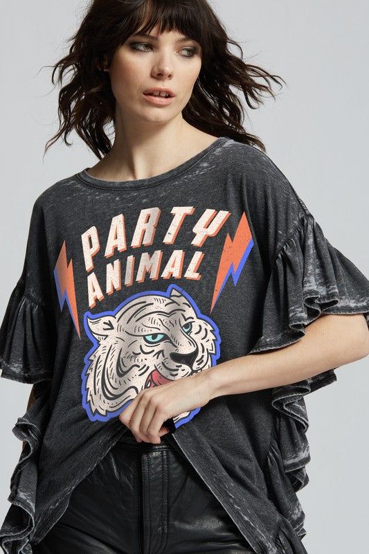 Recycled Karma Party Animal Ruffle Tee us.meeeshop - Shirts & Tops