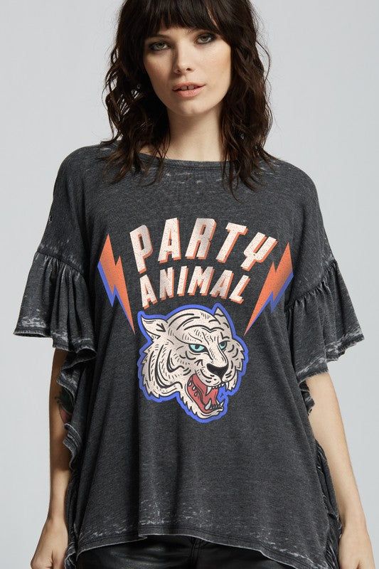 Recycled Karma Party Animal Ruffle Tee us.meeeshop - 