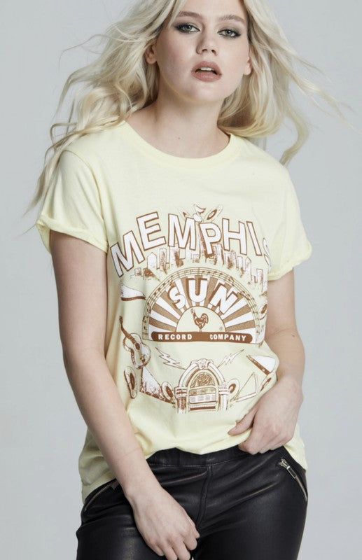 Recycled Karma Sun Records X Elvis Presley Memphis Fitted Tee us.meeeshop - Shirts & Tops