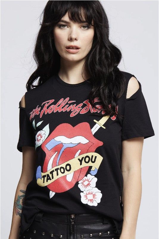 Recycled Karma The Rolling Stones Slit Sleeve Tee us.meeeshop - 