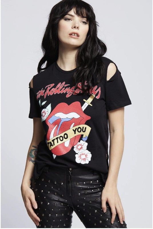 Recycled Karma The Rolling Stones Slit Sleeve Tee us.meeeshop - Shirts & Tops