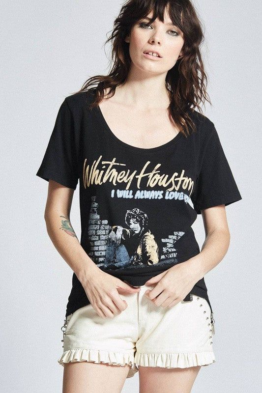 Recycled Karma Whitney Houston Vintage Scoop Neck Tee us.meeeshop - Shirts & Tops