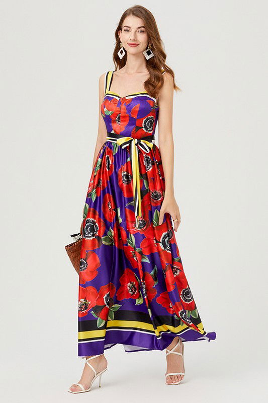 Red Floral Women Fashion Long Maxi Dress us.meeeshop - 