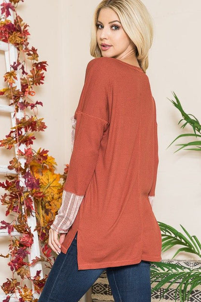 Reversed Stitched Oversize Hi Low Tunic us.meeeshop - 