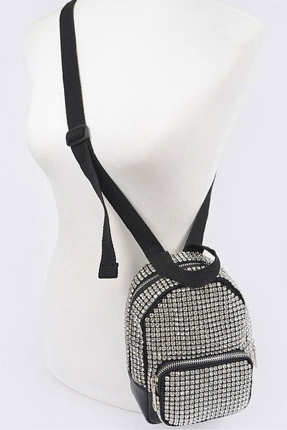 Women's Rhinestone Statement Mini Convertible Backpack - us.meeeshop