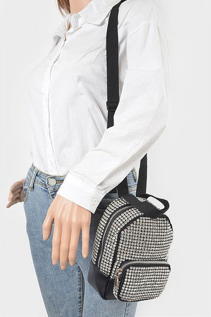 Women's Rhinestone Statement Mini Convertible Backpack - us.meeeshop