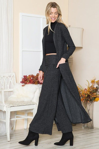 Rib Brush Wide Leg Pants with Pockets us.meeeshop - 