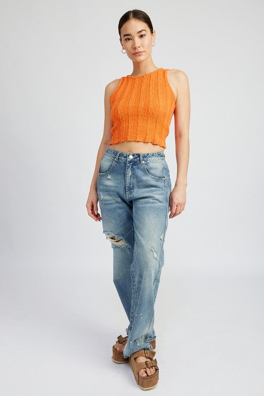 Rib Cropped Tank Top us.meeeshop - 