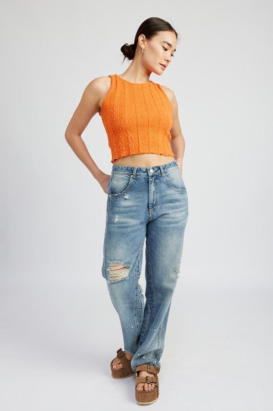 Rib Cropped Tank Top us.meeeshop - 