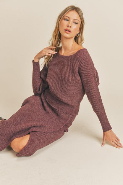 Ribbed Knit Dolman Sleeve Sweater | us.meeeshop