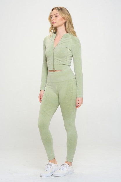 Ribbed Knit Tracksuit Two-Piece Set us.meeeshop - 