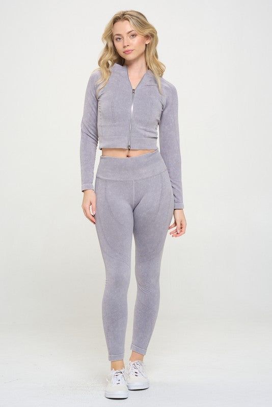 Ribbed Knit Tracksuit Two-Piece Set us.meeeshop - 