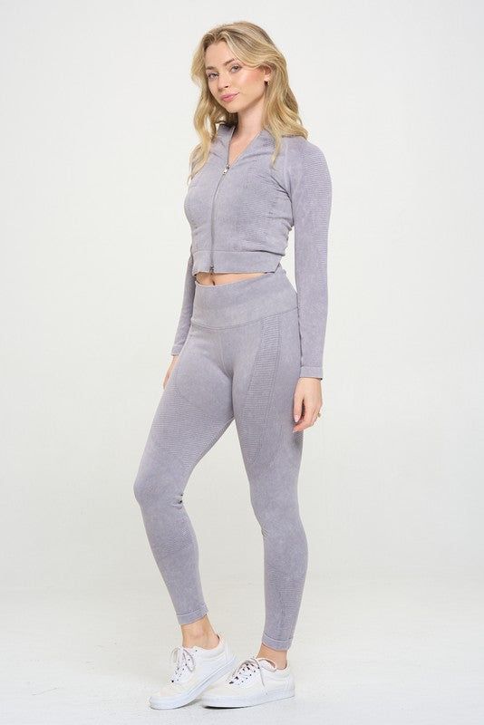 Ribbed Knit Tracksuit Two-Piece Set us.meeeshop - 