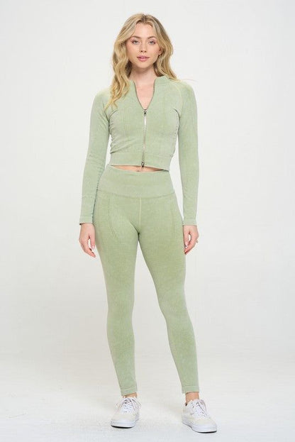 Ribbed Knit Tracksuit Two-Piece Set us.meeeshop - 