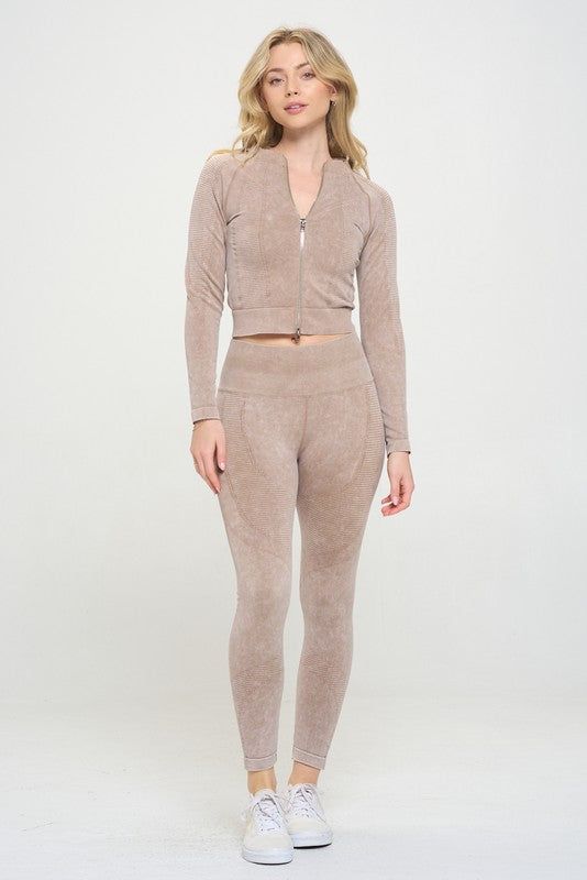 Ribbed Knit Tracksuit Two-Piece Set us.meeeshop - 