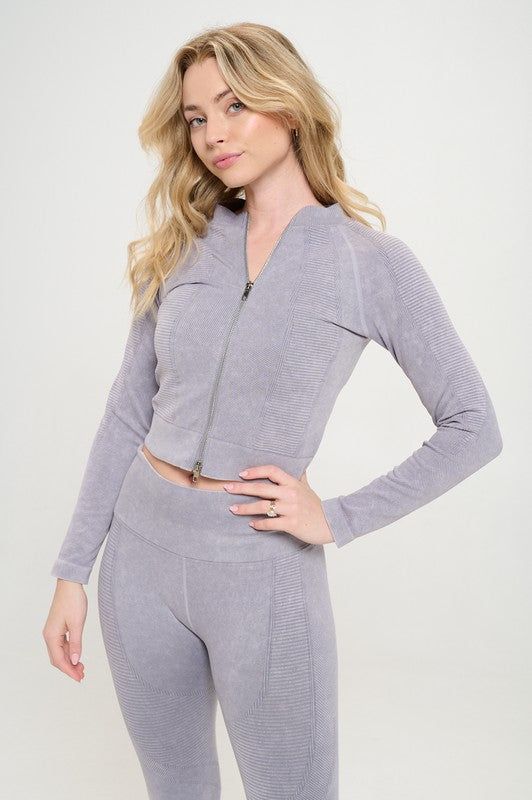 Ribbed Knit Tracksuit Two-Piece Set us.meeeshop - 