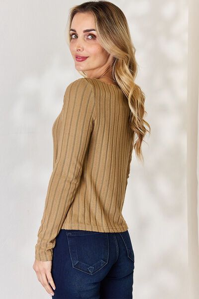 Ribbed Long Sleeve T-Shirt us.meeeshop - 