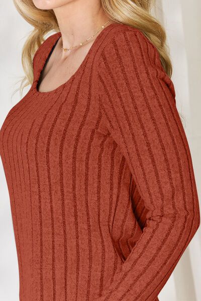 Ribbed Long Sleeve T-Shirt us.meeeshop - 