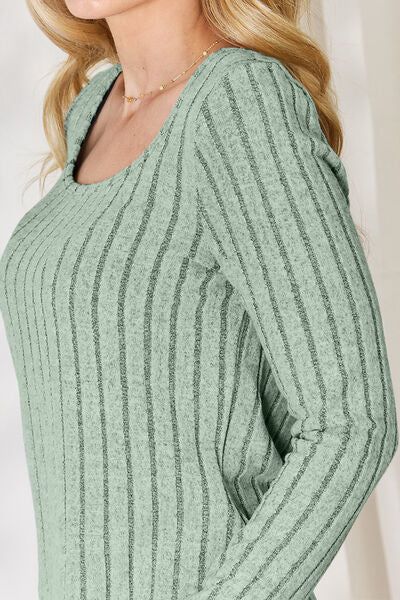 Ribbed Long Sleeve T-Shirt us.meeeshop - 