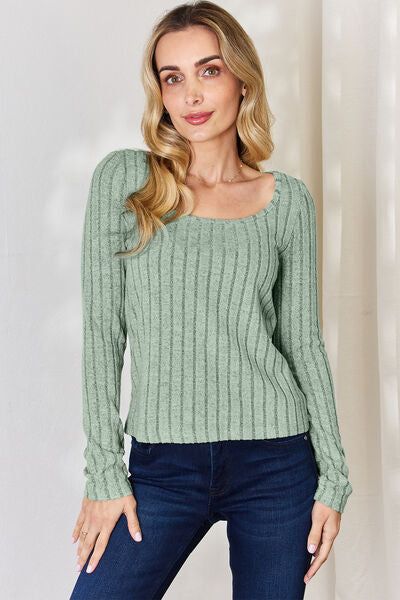 Ribbed Long Sleeve T-Shirt us.meeeshop - 