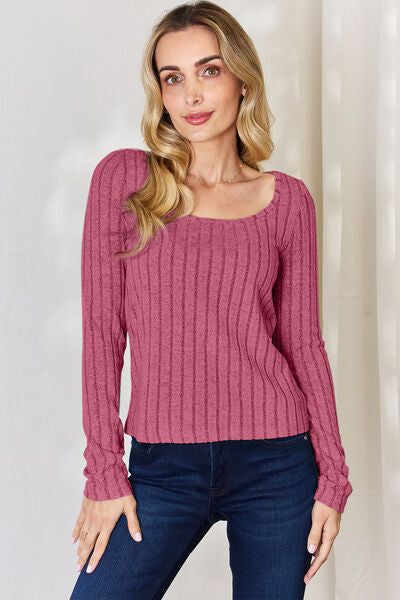 Ribbed Long Sleeve T-Shirt us.meeeshop - 