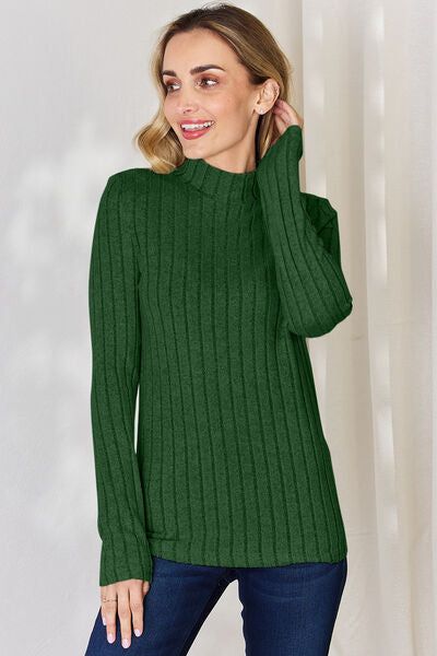 Ribbed Mock Neck Long Sleeve T-Shirt us.meeeshop - 