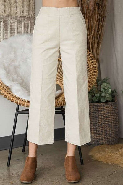 Ribbed Velvet Crop Wide Leg Pants Plus us.meeeshop - 