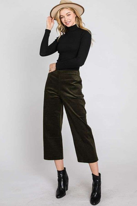 Ribbed Velvet Crop Wide Leg Pants Plus us.meeeshop - 