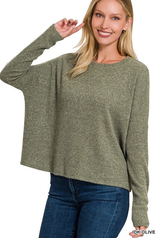 Women's Ribbed Dolman Long Sleeve Sweater - us.meeeshop