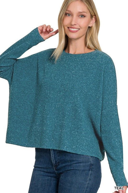 Women's Ribbed Dolman Long Sleeve Sweater - us.meeeshop